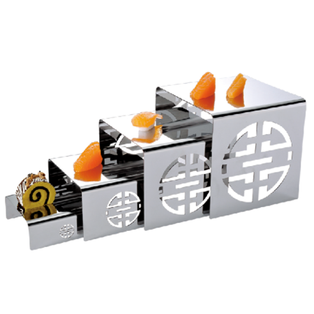 Mirror steel carved ladder Dim sum base