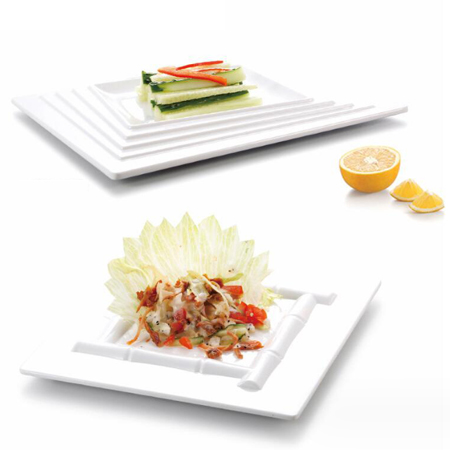 A5 material porcelain white imitation porcelain tableware square plate sushi pla