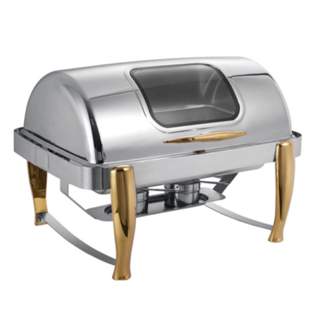 Rectangular gold-plated perspective buffet/soup stove