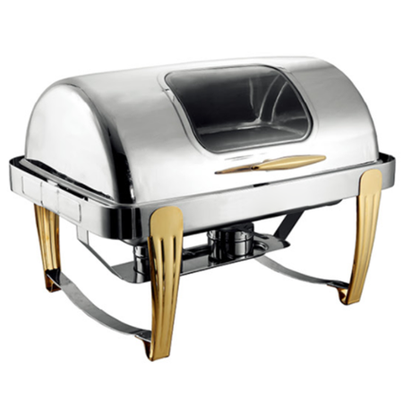 Rectangular gold-plated perspective buffet/soup stove